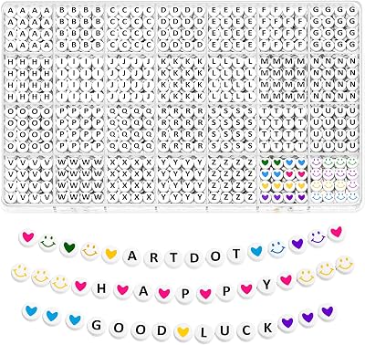 ARTDOT 1400 Pcs Sorted Letter Beads for Bracelet Making Kit
