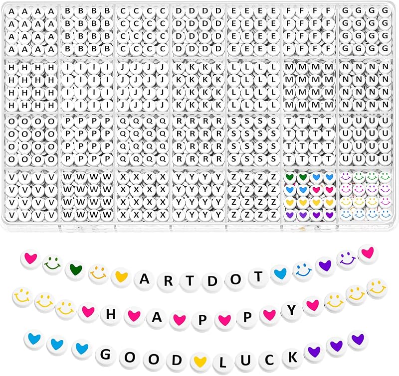 ARTDOT 1400 Pcs Sorted Letter Beads for Bracelet Making Kit