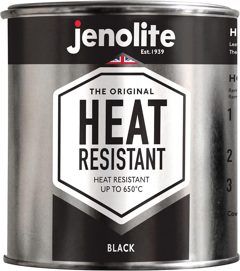 Jenolite Heat Resistant Matt Black Paint 500ml 650C Multi-Surface BBQ Stoves