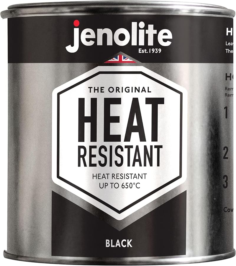Jenolite Heat Resistant Matt Black Paint 500ml 650C Multi-Surface BBQ Stoves