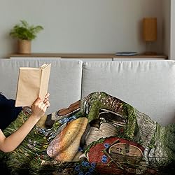 Ambesonne Forest Throw Blanket, Woodland Cottages
