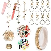 Starry 158 Pcs Lip Gloss Keychain Making Kit 30 Charms 6.56 ft Gold Chains Rubber Lipgloss Ring Keychain Clips for DIY Crafts Women