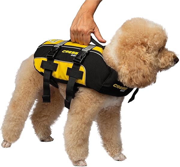 CRESSI DLJ DOG LIFE JACKET DOG LIFE JACKETS, BLACK/YELLOW, XL