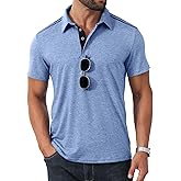 Angbater Men's Button Polo Shirts Short Sleeve Casual Summer T-Shirt Slim Fit Contrast Color Golf Shirt