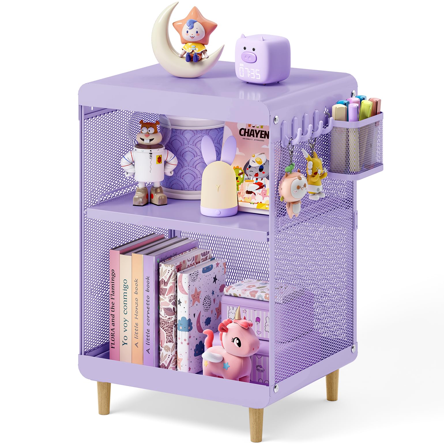 Photo 1 of SYKIARIOL Kids Nightstand,Kids Bedside Table,Teen Girls Night Stand,Toddler Night Stand,End Table for Girls Room Storage,Purple Nightstand