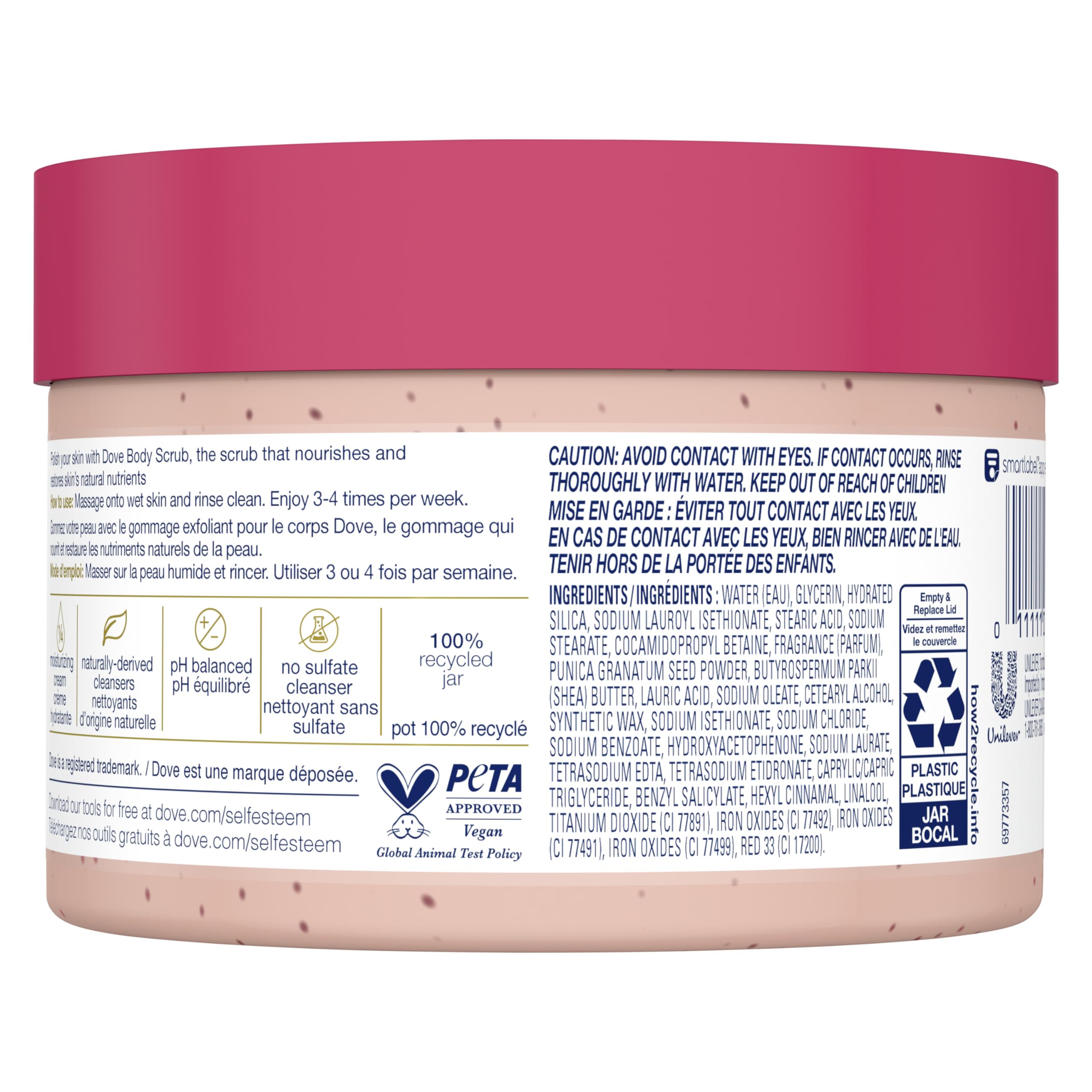 Dove Scrub Pomegranate & Shea Butter For Silky, Soft Skin Body Scrub Exfoliates and Provides Lasting Nourishment 10.5 oz