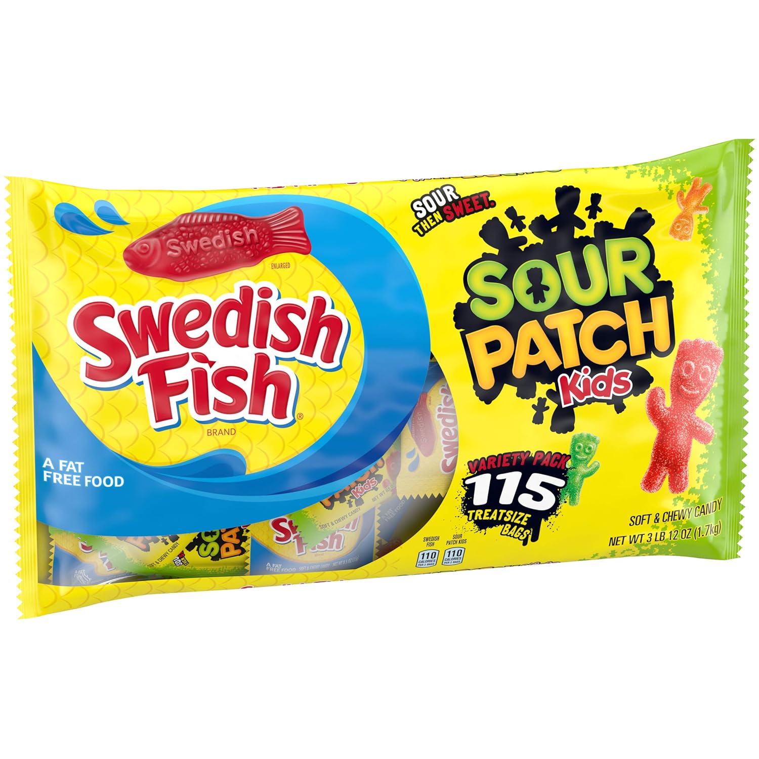 SOUR PATCH KIDS Candy and SWEDISH FISH Candy Halloween Candy Variety Pack, 1 - 115 Trick or Treat Snack Packs : Grocery & Gourmet Food