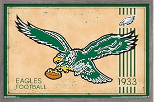 Trends International NFL Philadelphia Eagles - Retro Logo 14 Wall Poster, 14.725" x 22.375", Barnwood Framed Version