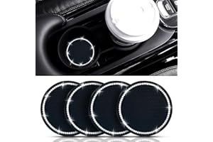 ROUDJER Car Cup Holder Coaster, 4 Pack 2.75'' Universal Anti-Slip Silicone Bling Crystal Rhinestone Car Coasters, Car Accesso