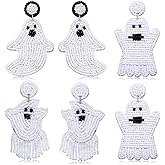 2/3 Pairs Halloween Earrings for Women, Beaded Boo Pumpkin Ghost Earrings Cute Candy Corn Drop Dangle Earrings Set Halloween Decorations Costumes Party Favors Holiday Gifts