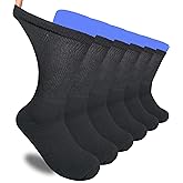 Men Diabetic Socks Extra Wide Non Binding Crew Sock Bariatric Swollen Sock Loose Fit for Edema Thick Ankle Calf 3 Pairs