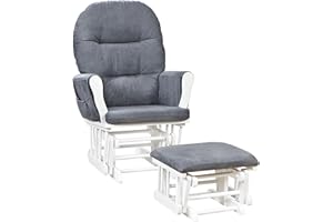 NAOMI HOME Brisbane Nursery Glider & Ottoman Sets, Glider Recliner Nursery Rocking Chair Nursery Glider Rocker with Ottoman, Reclining Gliders & Chairs for Breastfeeding, Maternity, Napping, White/Dark Gray