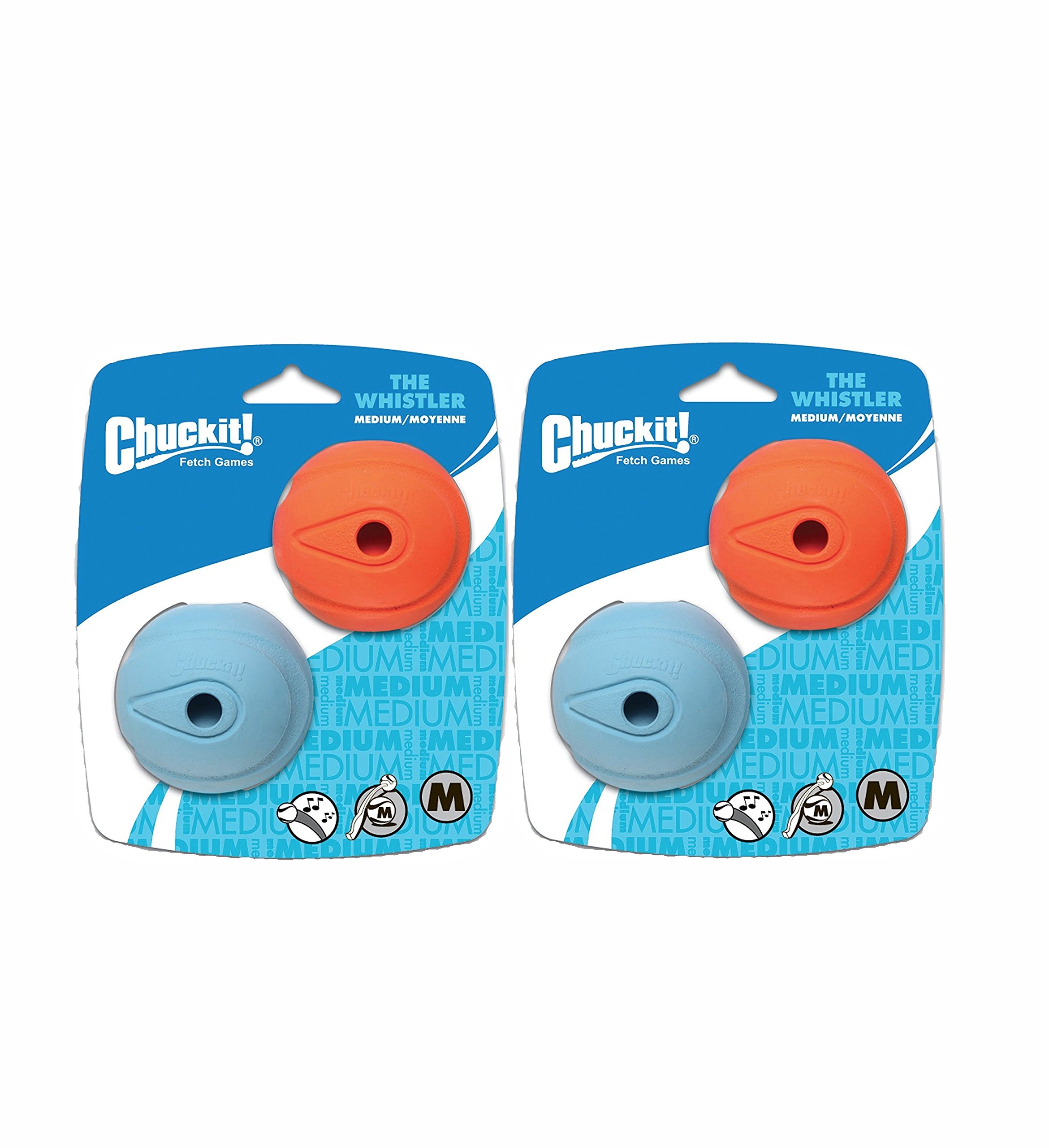 Chuckit! Dog Fetch Toy WHISTLER BALL Noisy Play Fits Launcher MEDIUM 4 Balls