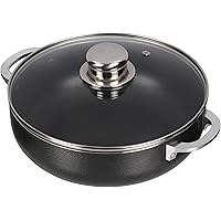 IMUSA USA 3.2-Quart Nonstick Charcoal Caldero (Dutch Oven) with Glass Lid