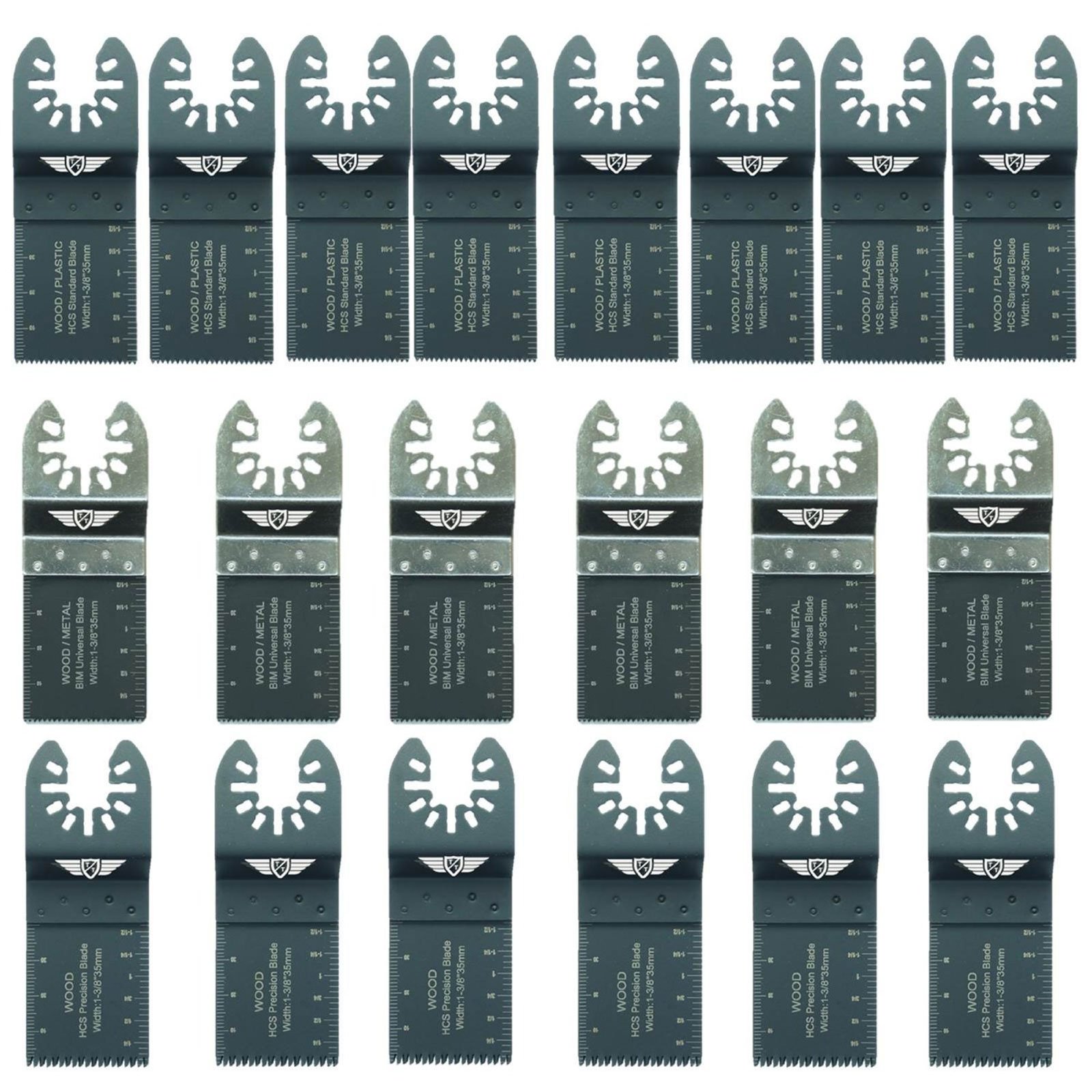 20 x TopsTools FAKC20 Fast Fit Mix Blades Compatible with Dewalt Stanley Black and Decker Bosch Fein (Non-StarLock) Makita Milwaukee Hitachi Parkside Ryobi Worx Workzone Multitool Accessories