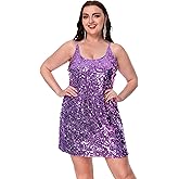THANKPEARL Women's Sparkly Sequin Dress Spaghetti Strap Glitter Party Cocktail Clubwear Sexy Mini Dresses