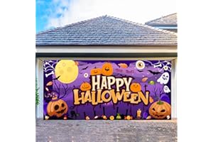 Halloween Garage Door Decorations, Large 13 X 6ft Halloween Garage Door Cover, Purple Garage Door Halloween Cover for Garage Door Halloween Decorations, Garage Halloween Decorations tineit