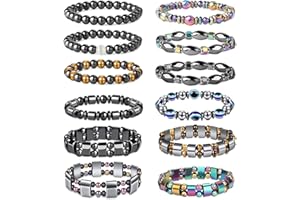 CASSIECA Hematite Magnetic Bracelet for Men Women Reiki Bracelet Tiger Eye Rainbow Beaded Stone Bracelets Set