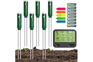 Reyke Soil Moisture Meter for Plants, 4-in-1 Soil Tester for Moisture/Temperature/Sunlight/Time, Digital Sensor, Water Meter for Outdoor &Indoor Plants, Ideal for Garden, Farm- Battery Included, 6 PC