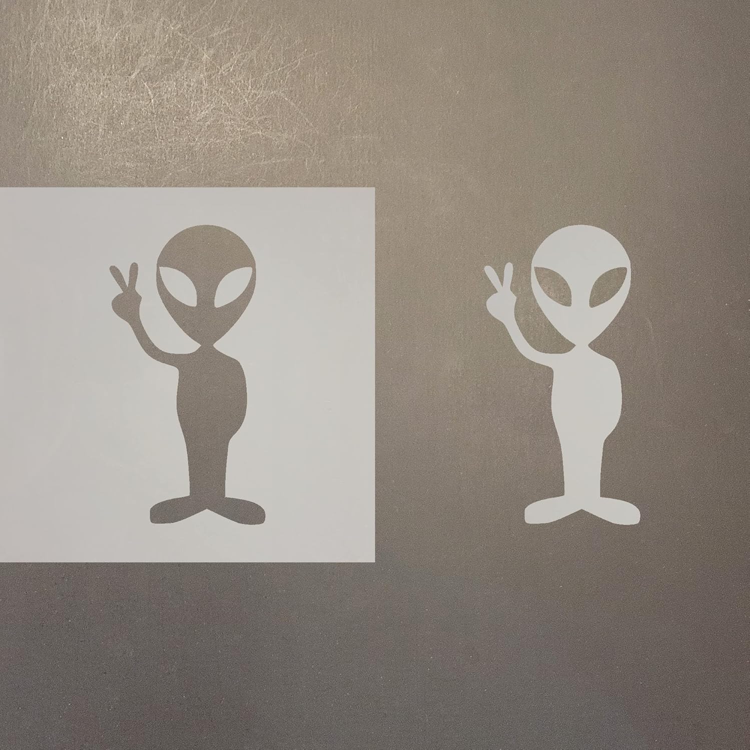Mixed Media - Alien 1 Reusable Mylar Stencil - Art Craft Supplies 4 Inch