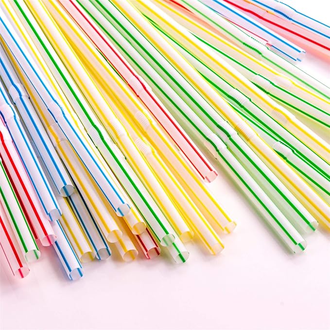 Disposable Flexible Plastic Drinking Straws for Parties, Bars, Every