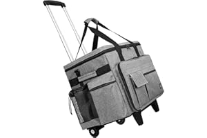 Timoxi Rolling Teacher Bag, Rolling Briefcase with Detachable Trolley, Large capacity rolling bag with Laptop compartment, Adjustable Shoulder Strap, and Ample Storage Space