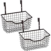 Nicunom 2 Pack Cabinet & Wall Mount Basket, Large Metal Wire Basket Wall Mount Hanging Basket Over Cabinet Door Organizer Bin Grid Storage Baskets for Home Kitchen Bathroom Pantry, Bronze