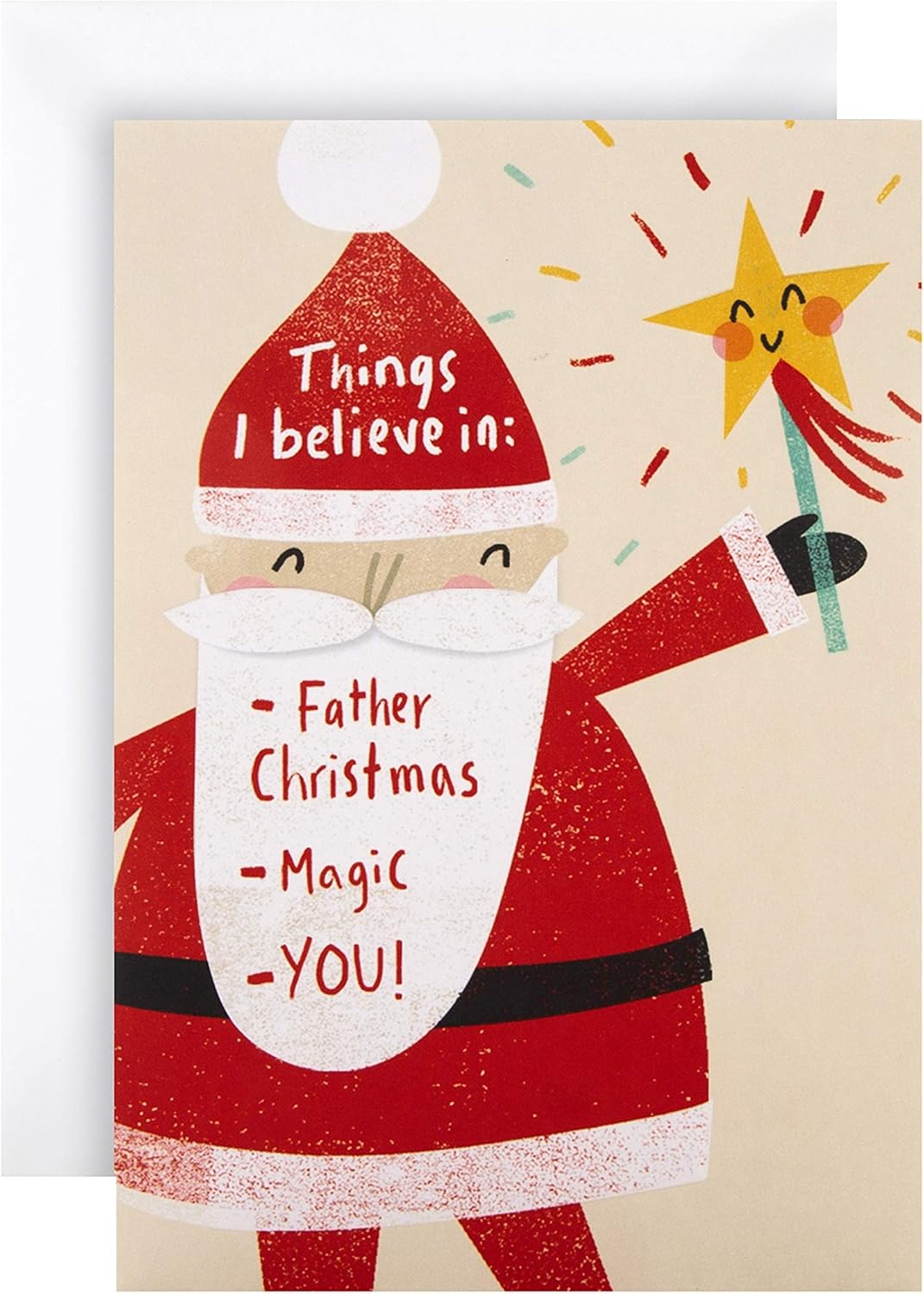 Hallmark State of Kind Christmas Card - Cute I Believe In Santa Design, Multicoloured, 17.3 cm by 11.9 cm