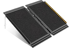 FACHNUO TOOL FACHNUO 2FT Wheelchair Ramp for Threshold 2-6 inches, Safe Use at Night Portable Threshold Ramps for Doorways, 800LBS Capacity, Non-Slip Durable Aluminum Alloy Folding Handicap Ramp for Home Steps