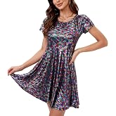 ALIREVERIE Womens 2PCS Halloween Mermaid Scale Metallic Shiny Costume Dress | Metallic Halloween Cosplay Party