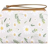 Cotton Floral Small Organizer Bag Coin Purse for Women with KeyChain Small Prints Zipper Change Purse coin Pouch Card Holder Wallet Clutch for Women Girls