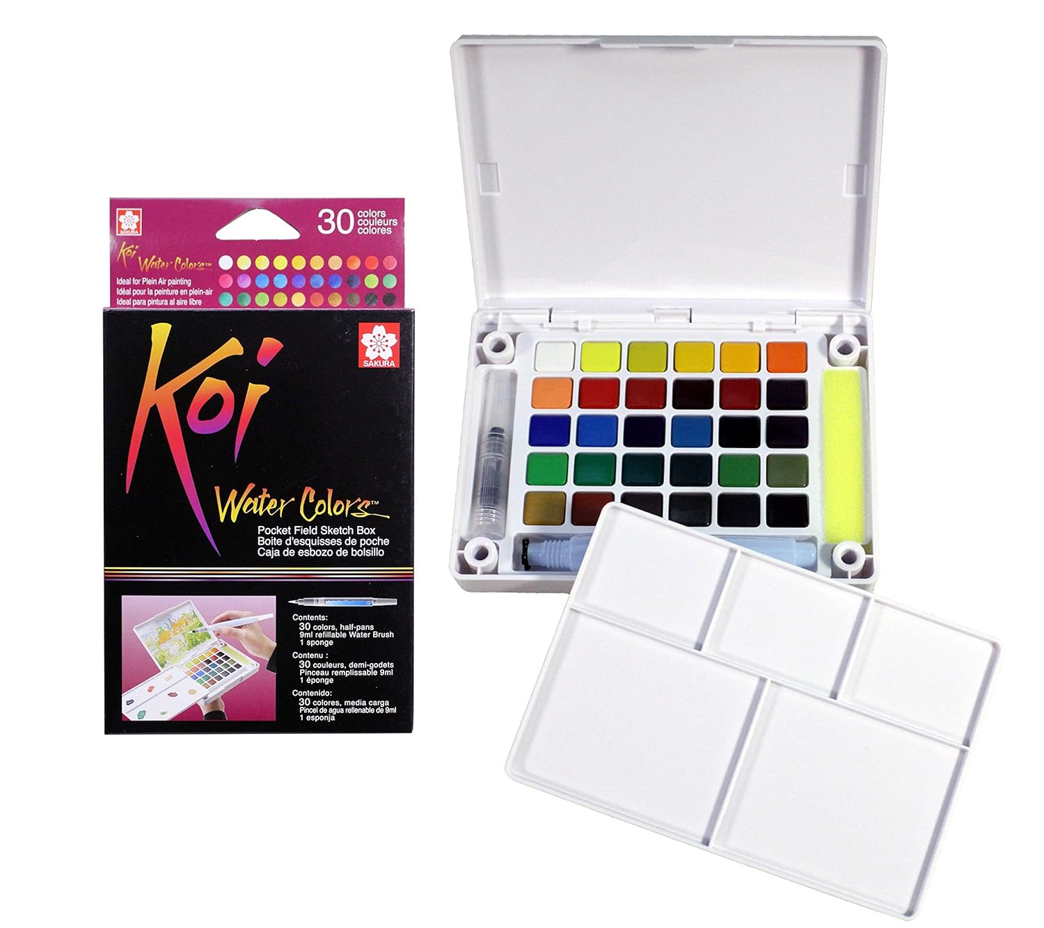 Sakura XNCW-30N Koi Field 30 Assorted Watercolors with Brush Sketch Set