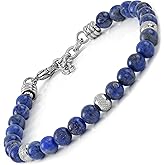 10:10 Beaded Bracelet for Men and Women – Natural Lapis lazzuli Gemstones and Stainless Steel – Adjustable & Durable & Elegant – Made in Italy