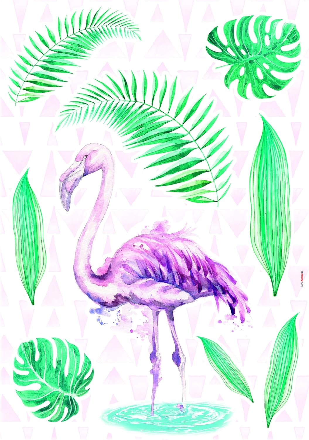 Komar 17057h Decorative Wall Sticker Flamingo Size 50 x 70 cm Width x Height 9 Pieces Removable and Repositionable Made in Germany Green/Pink - Image 3