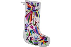 YZXDORWJ Mexican Embroidered Christmas Stockings 18 Inches Otomi Animals Colorful Floral for Family Holiday Decor (C5)