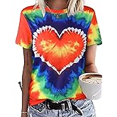 Remidoo Women's Tie Dye Short Sleeve Tee Crewneck Summer T Shirt Multicolor