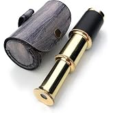 Brass Telescope Handheld Pirate Navigation Telescope with Cylindrical Leather Bag Brass Nautical Spyglass Gifting for Travelers Adventure Enthusiasts Collectible