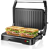 KEINVE Panini Press Grill & Sandwich Maker - 2-Slice, 180° Adjustable Hinge, Non-Stick Iron Plates for Panini, Quesadilla, Waffle & More, Easy to Clean, 850W Electric Griddle, Perfect for Kitchen