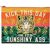 Blue Q Zipper Pouch, Made from 95% Recycled Material, 7.25"h x 9.5"w, Colorful Chunky Zipper