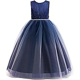 Glamulice Princess Sparkle Tulle Dress Flower Girls Ombre Dresses Bridesmaid Wedding Pageant Party Holiday Ball Gown