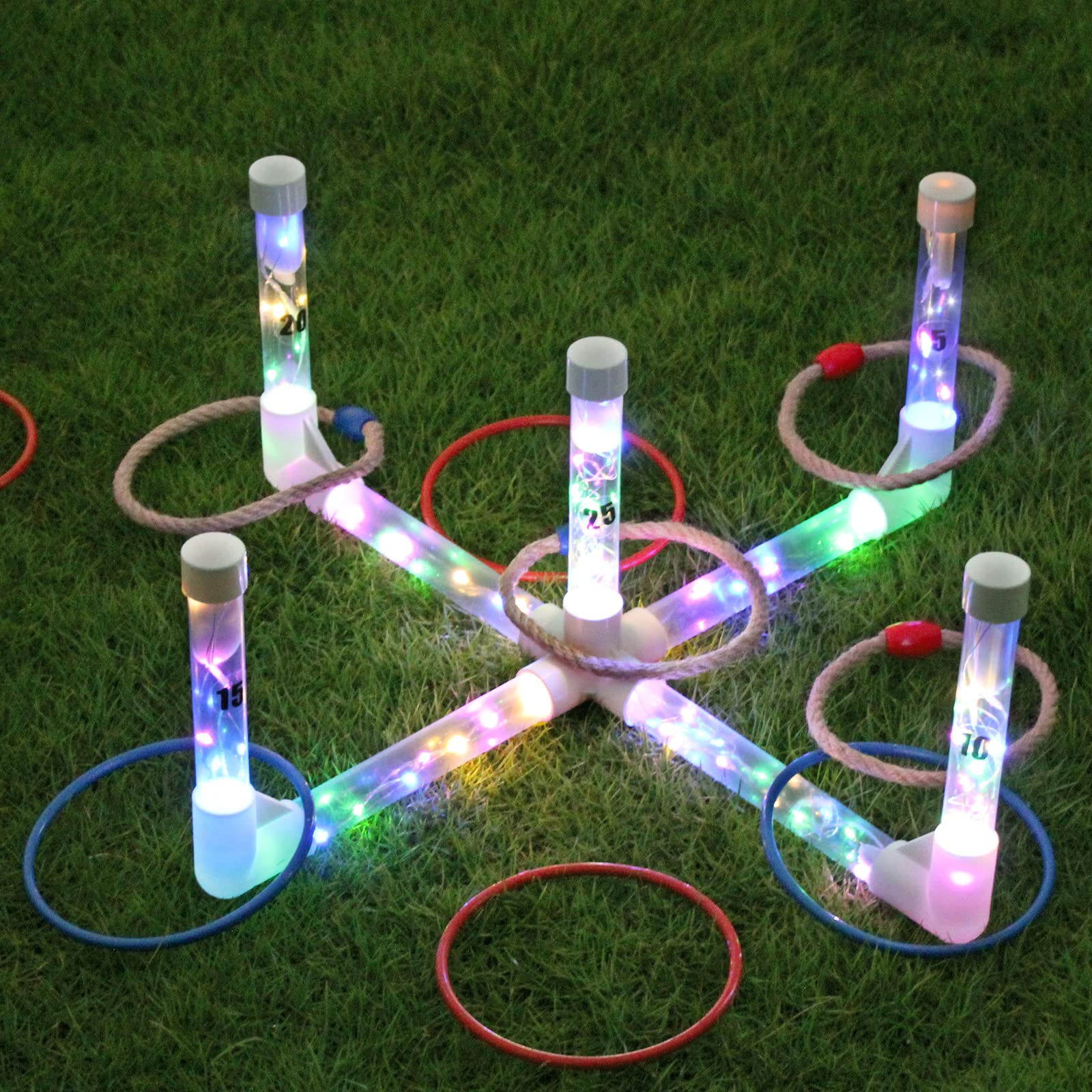 Photo 1 of MOLACHI Ring Toss Games for Adults and Kids,Yard Games,Outdoor Indoor Games with LDE Light,Easy to Set Up w/Compact Carry - Backyard Toys,Christmas Party Toss Game for The Whole Family
