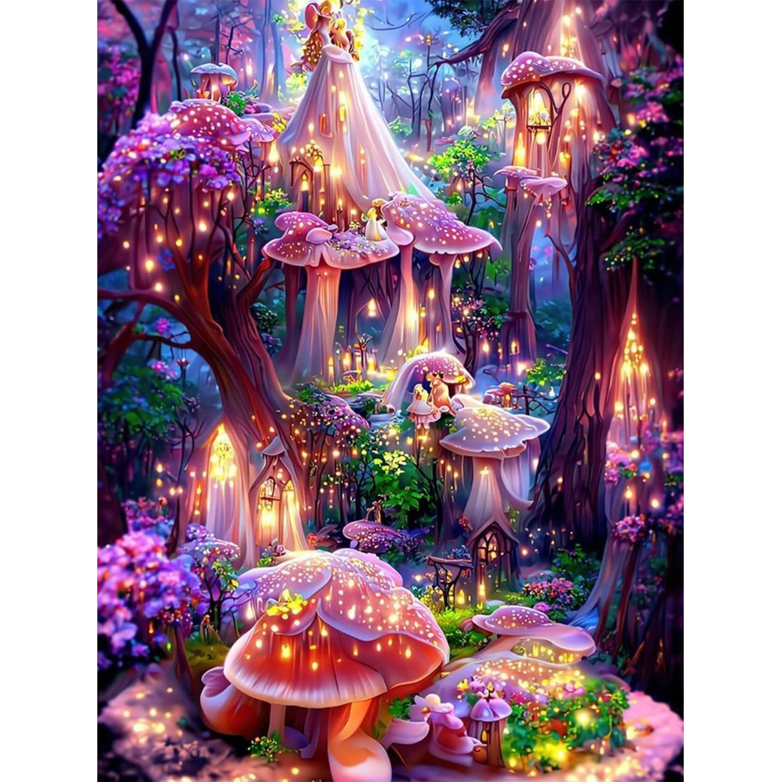 QENSPE Fantasy Castle Diamond Painting Kits for Adults, Diamond Art Kits Full Drill 5D Diamond Painting Fairytale Forest Kit for Kids Beginners, DIY Crystal Picture Art for Home Wall Decor 30x40cm