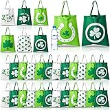 Kacctyen 24 Pcs St. Patrick's Day Tote Bags with Handles for Kids Bulk St Patrick's Day Non-woven Fabric Party Favor Bags wit