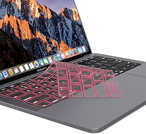 Kuzy - MacBook Pro Keyboard Cover with Touch Bar 13 and 15 inch Premium Ultra Thin TPU 2019 2018 2017 2016 (Apple Model A2159 A1989 A1990 A1706 A1707) Skin Protector - Pink