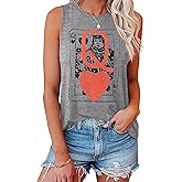 IRISGOD Womens Tank Tops Loose Fit Summer Cute Graphic Sleeveless Shirts Workout Basic Tunic