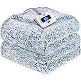 SEALY Electric Blanket Full Size, Soft Sherpa Heated Blanket Single Control with 10 Heating Levels & 1 to 12 Hours Auto-Off Settings Over-Heated Protection 80"x84" Machine Washable, Blue