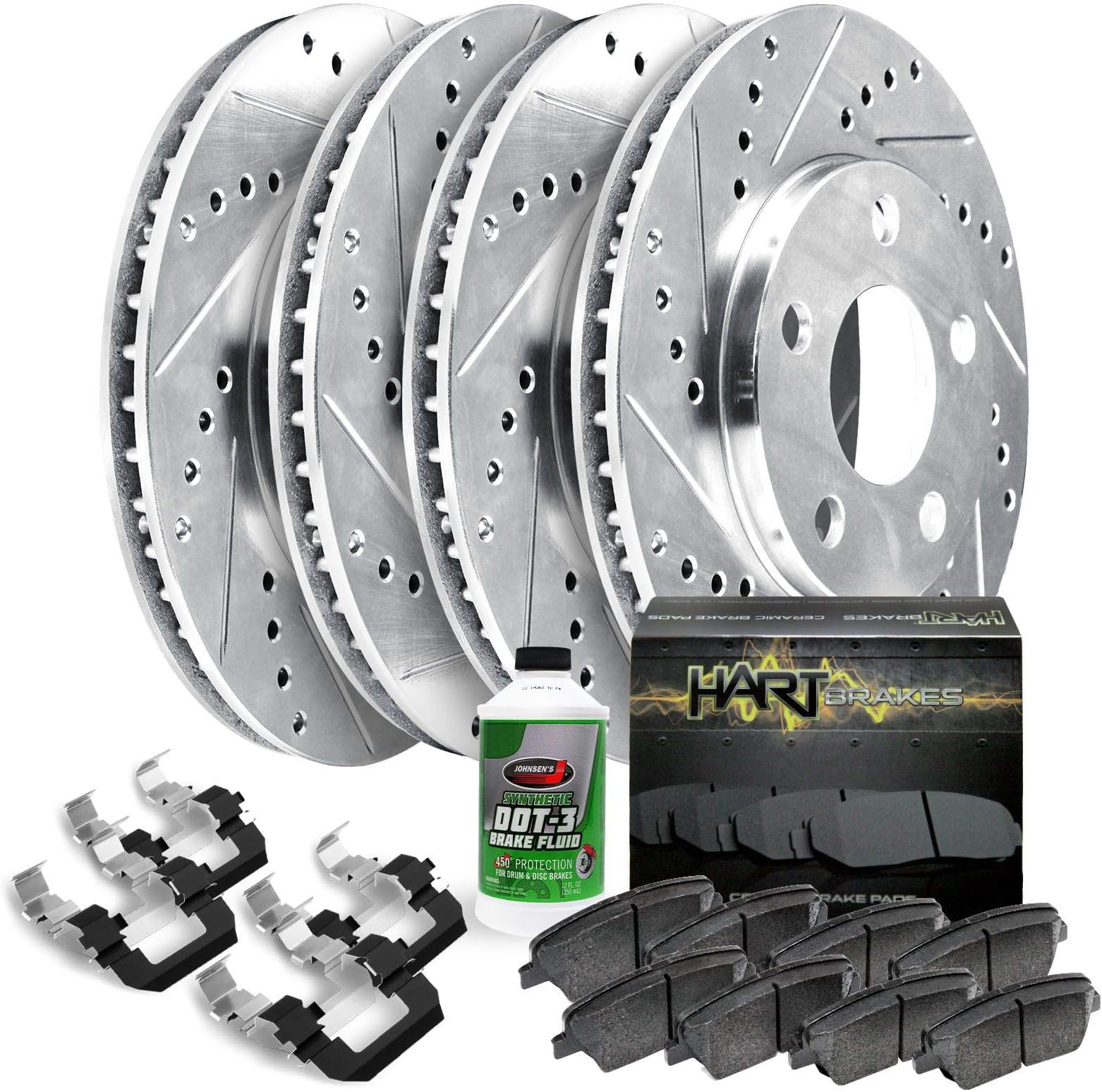 Fits Infiniti QX56, QX80 Front Rear Drill Slot Brake Rotors Kit+Ceramic Brake Pads