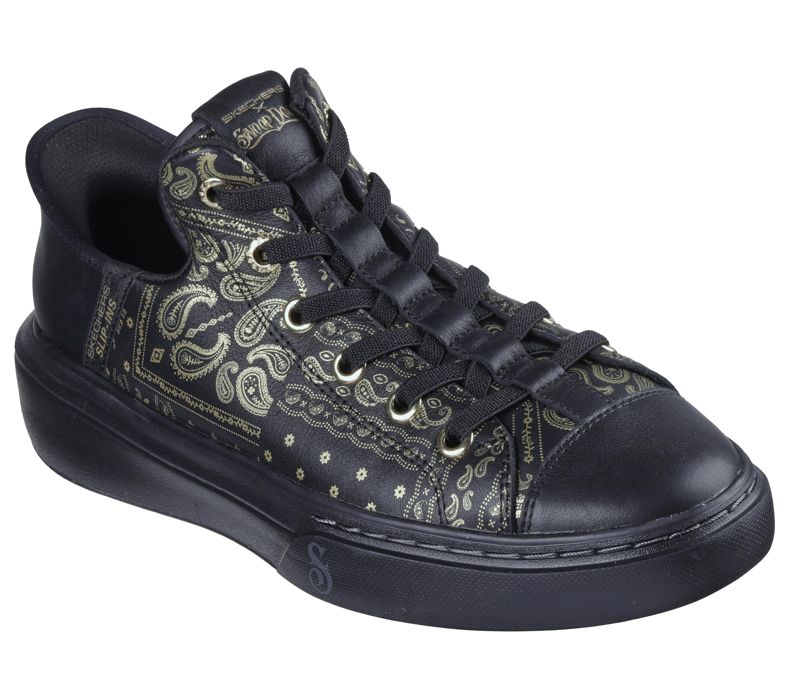 Skechers Men’s Snoop Dogg: Snoop ONE-Double G Hands Free Slip-Ins Sneaker, Black/Gold, 7