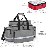 Damero Medical Bag Gray, Emergency Bag with 2 Pouches & Multi Pocket Storage view 6
