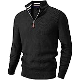 JMIERR Mens Quarter Zip Pullover Sweaters Casual Long Sleeve Fall Knit Texture Sweater